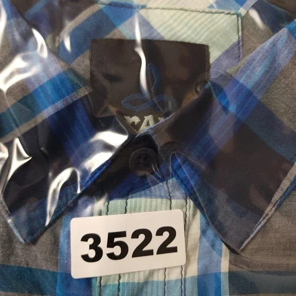 Prana Mens Plaid Short Sleeve Button Up Shirt Blue Gray White Size LRG - Picture 9 of 9